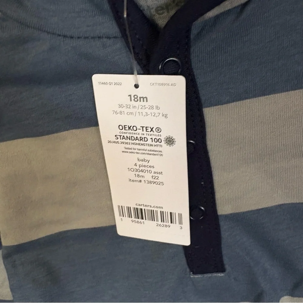 NWT Carter's 4-Piece Long Sleeve Bodysuits & Jogger Set Navy/Brown/Cars 18M